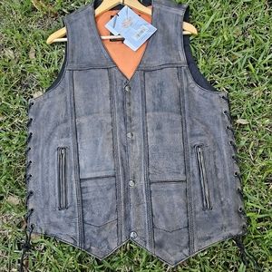 Milwaukee Leather Distressed Motorcycle Vest Large